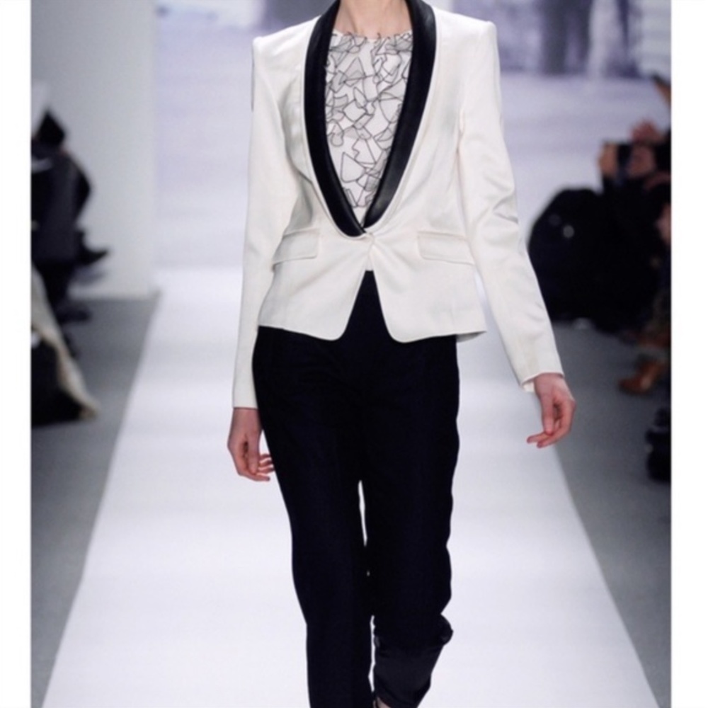Tibi Tuxedo Jacket with Leather Lapels